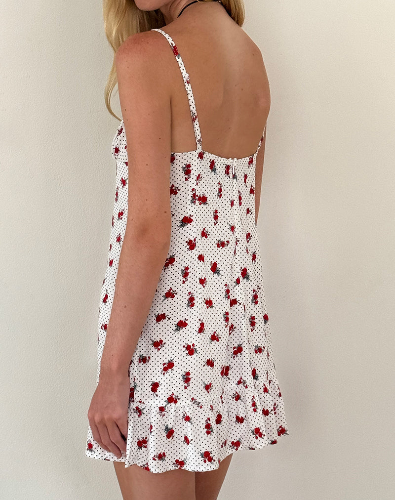 Imagen de Tavi Mini Dress in White Rose Polka