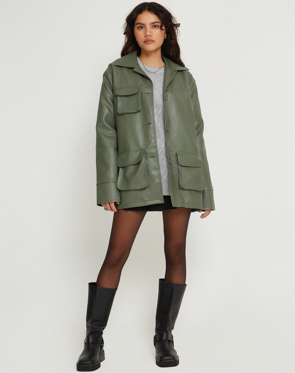 Chaqueta Tavira en PU Verde Militar