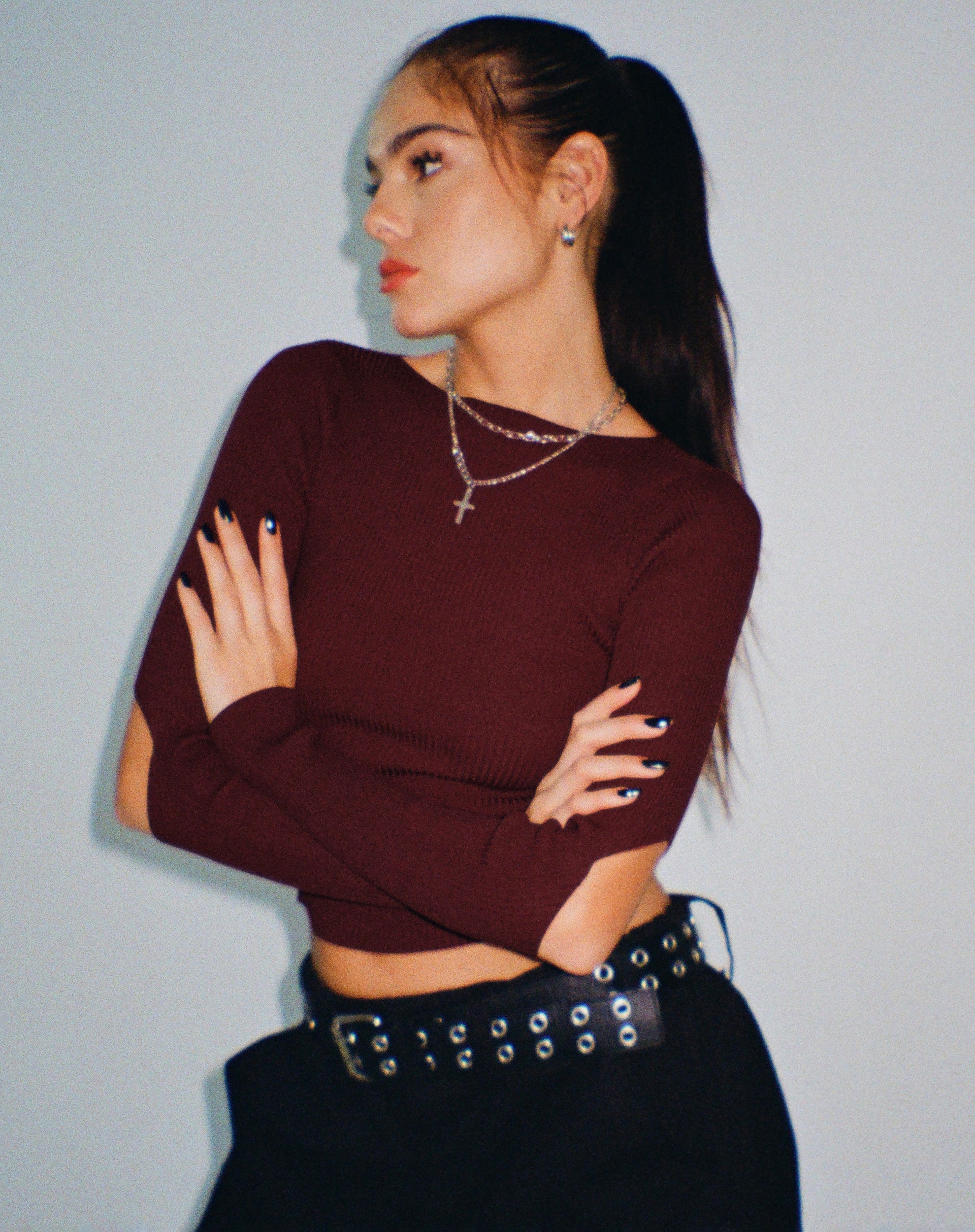 Imagen de Tayon Crop Top de manga larga en marrón