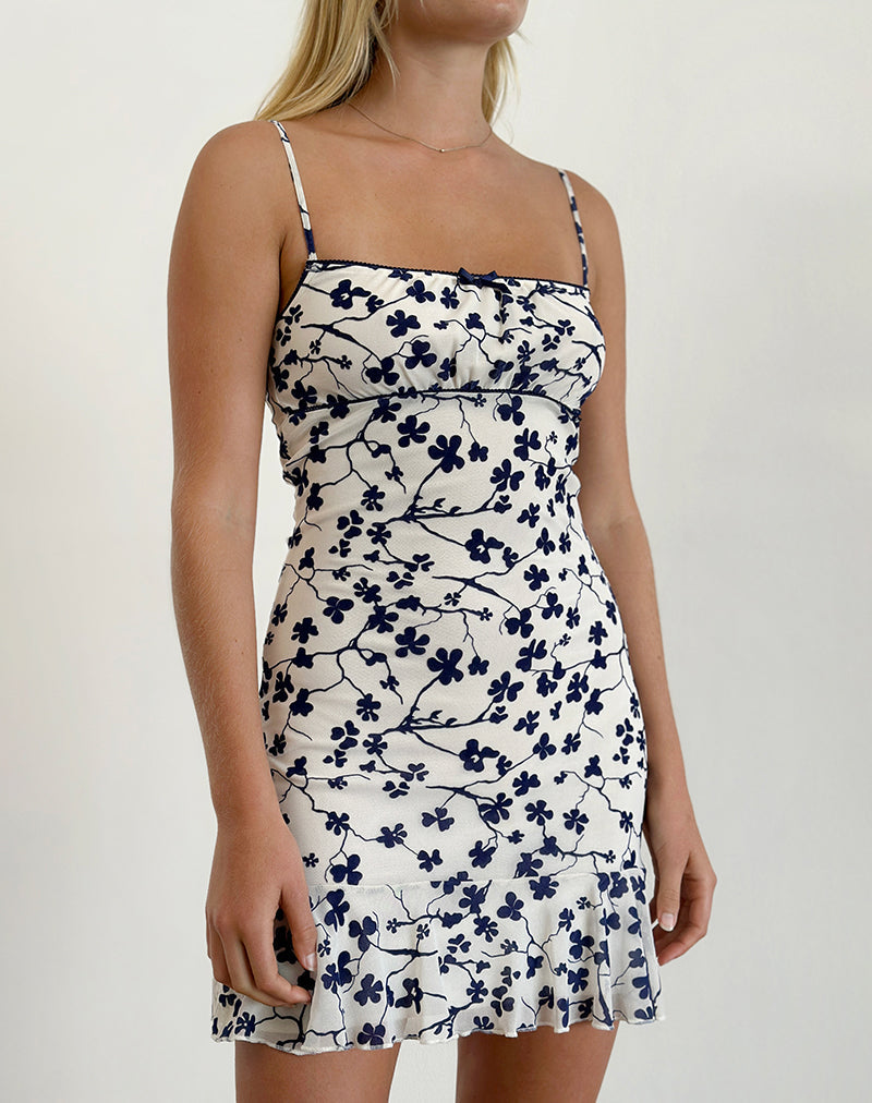 Minivestido Tery en Crema Floral Grunge Flock
