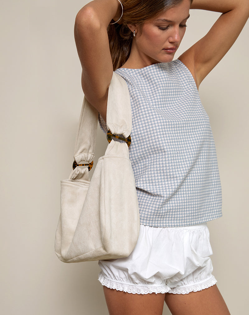 Bolso Tetira con doble hebilla de carey en color crema