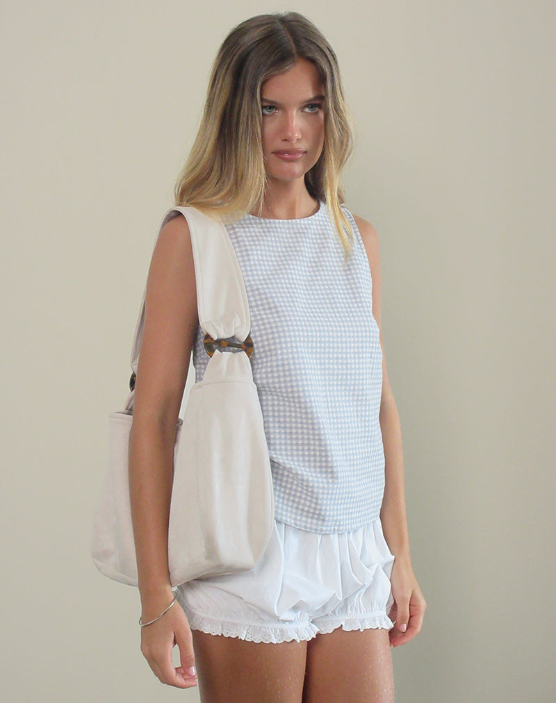 Bolso Tetira con doble hebilla de carey en color crema