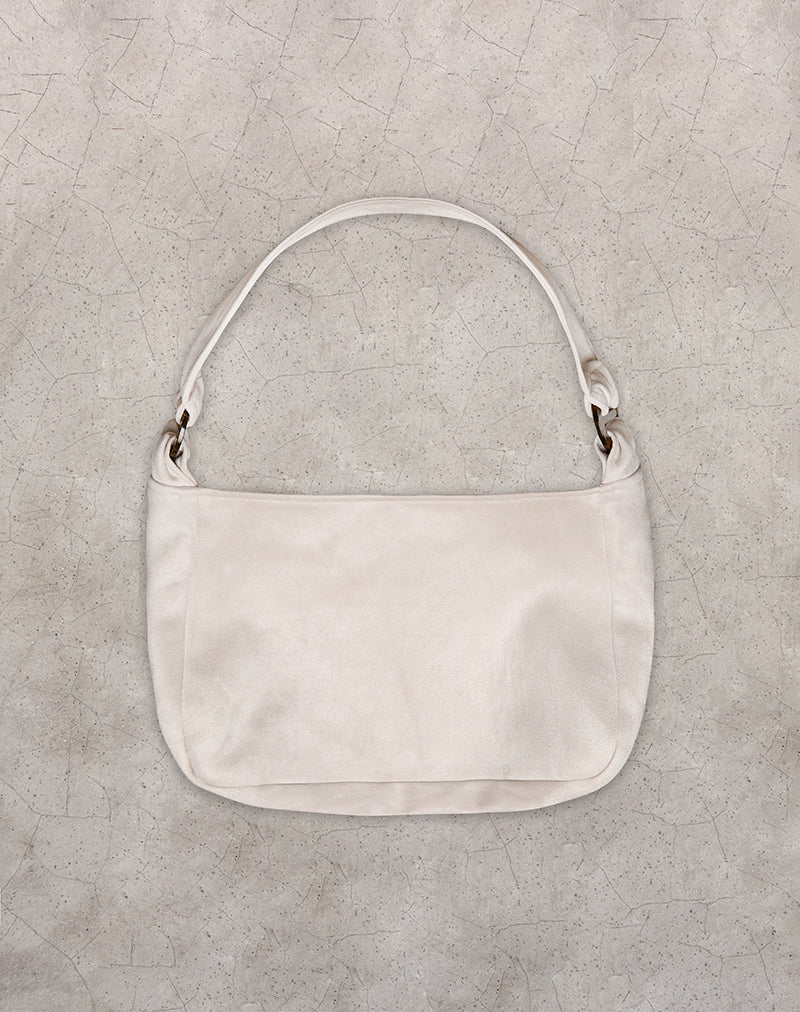 Bolso Tetira con doble hebilla de carey en color crema