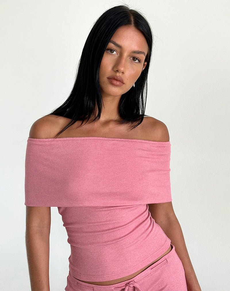 Top sin hombros Thalassa en punto transparente rosa oscuro