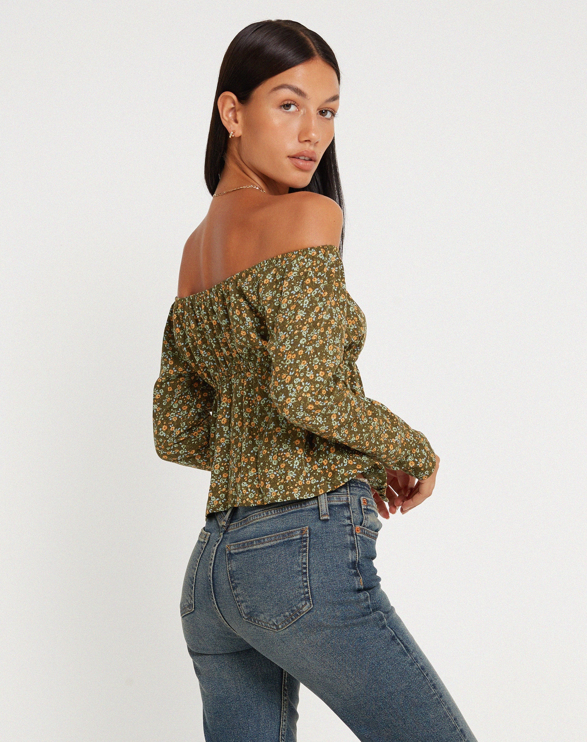 imagen de THENA TOP GRUNGEY FLORAL KHAKI