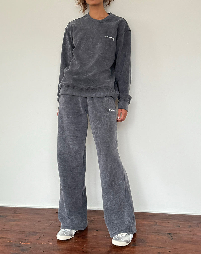 Imagen de Tillie Jumper in Black Wash with Off White 'MOTEL' Embroidery