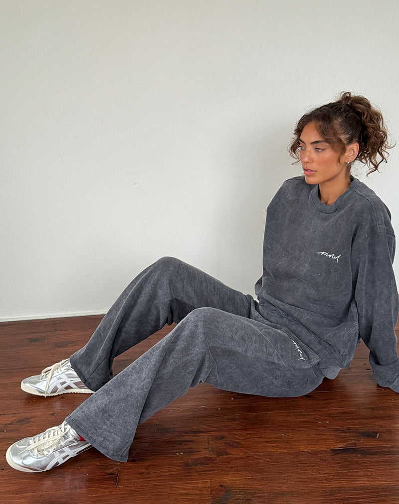 Imagen de Tillie Jumper in Black Wash with Off White 'MOTEL' Embroidery