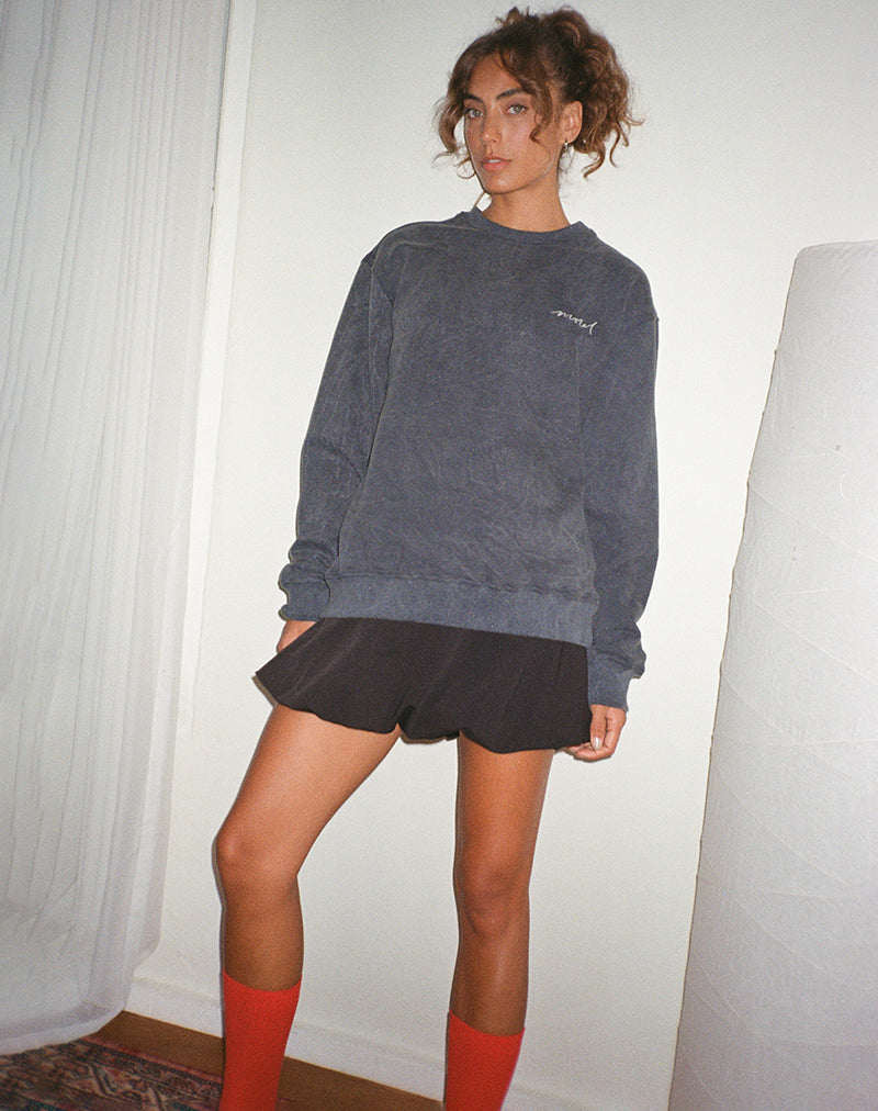 Imagen de Tillie Jumper in Black Wash with Off White 'MOTEL' Embroidery