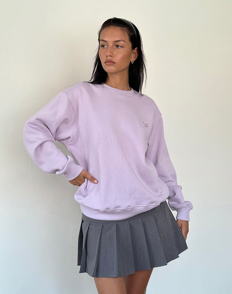 Imagen del jersey Tillie en violeta con lazo gris bordado
