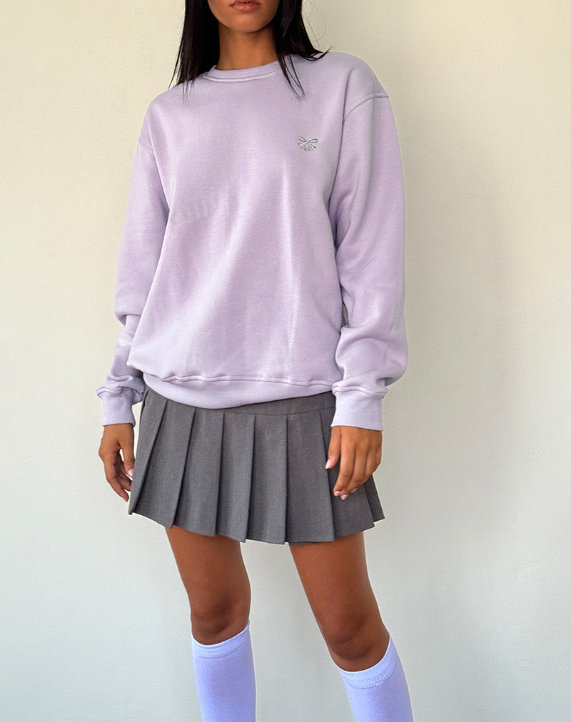 Imagen del jersey Tillie en violeta con lazo gris bordado