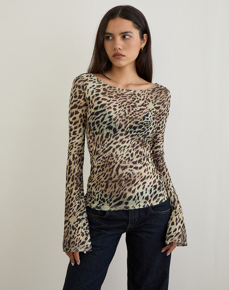 Imagen de Tineko Top de manga larga en leopardo Dance Marrón
