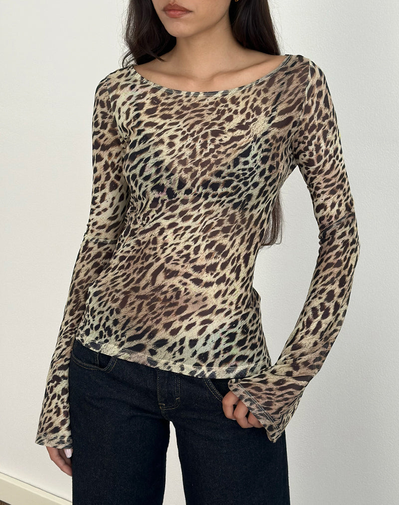 Imagen de Tineko Top de manga larga en leopardo Dance Marrón