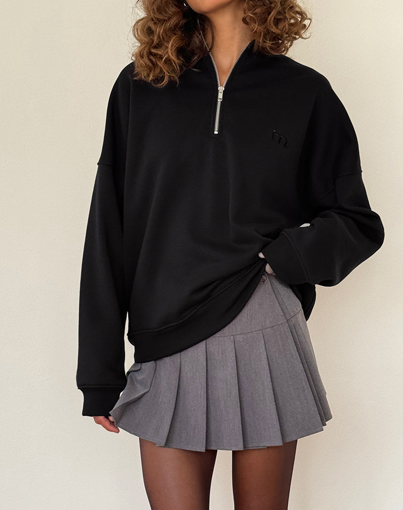 Imagen de Tirma High Neck Jumper in Tonal Black with M Embroidery