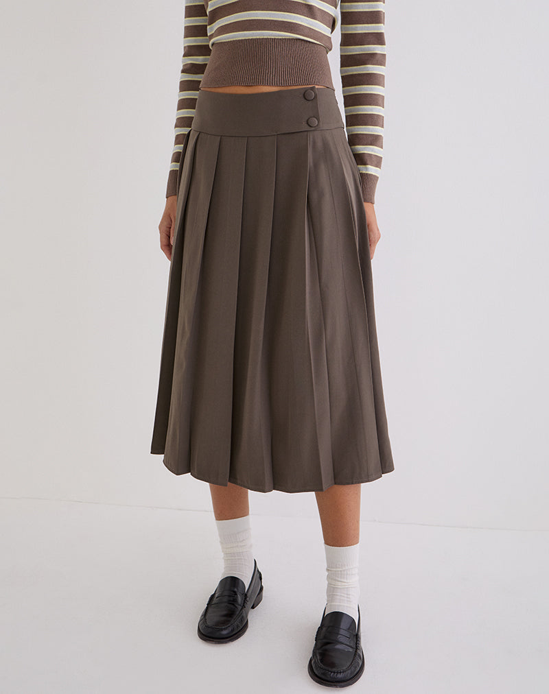 Falda midi Tisrah en color trufa