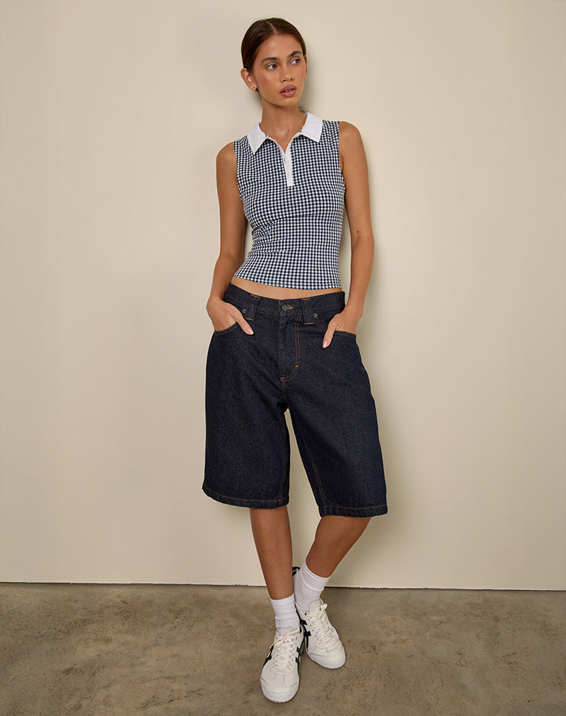Imagen de Tisuka Polo en Seersucker Gingham Azul Marino