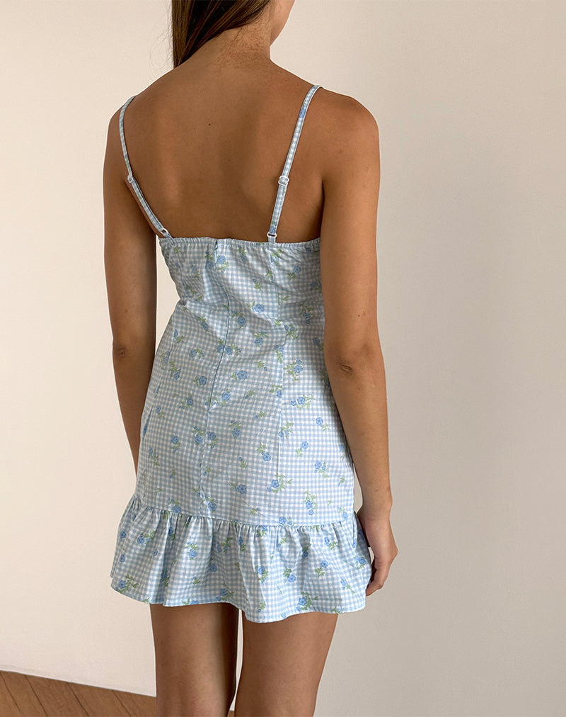 imagen de Tivata Mini Dress in Blue Flower Gingham