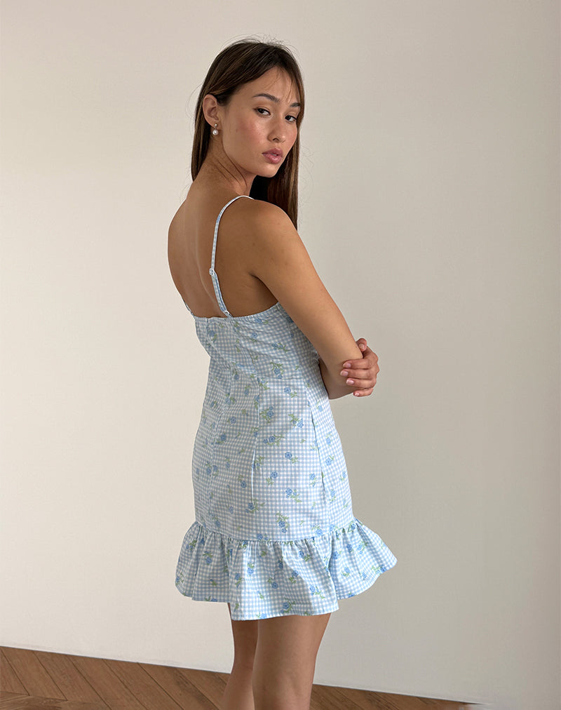 imagen de Tivata Mini Dress in Blue Flower Gingham