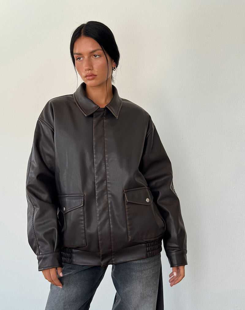 Imagen de la chaqueta Tobias de PU Chocolate negro
