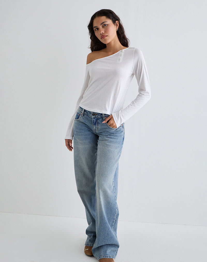 Imagen de Tole Asymmetric Button Up Top in Tissue Jersey Ivory