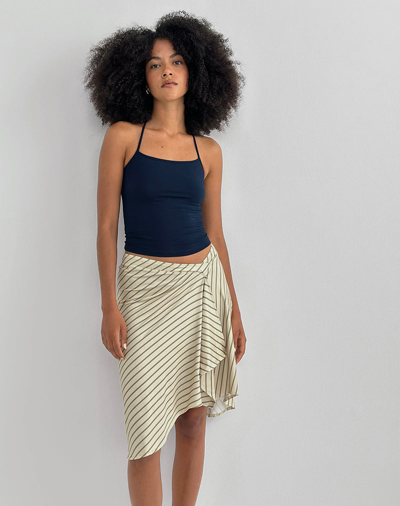 Tomoe Top con cuello halter en Jersey de Rayón Azul marino