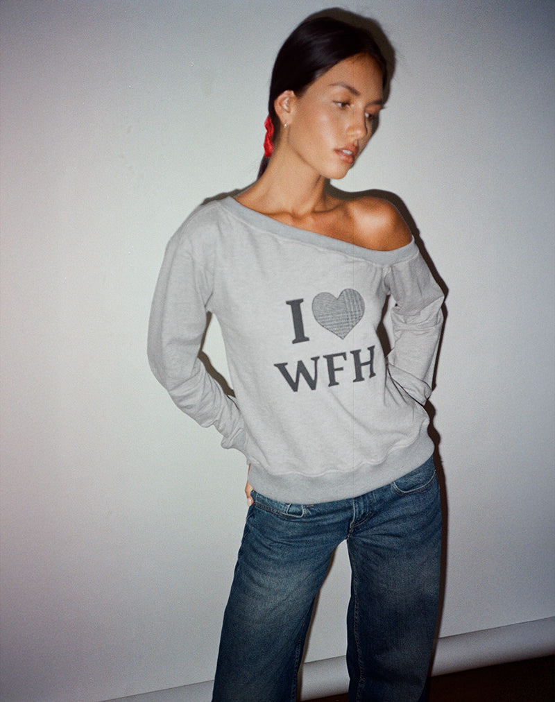 Image of Sudadera Toria en marga gris con gráfico I Love WFH