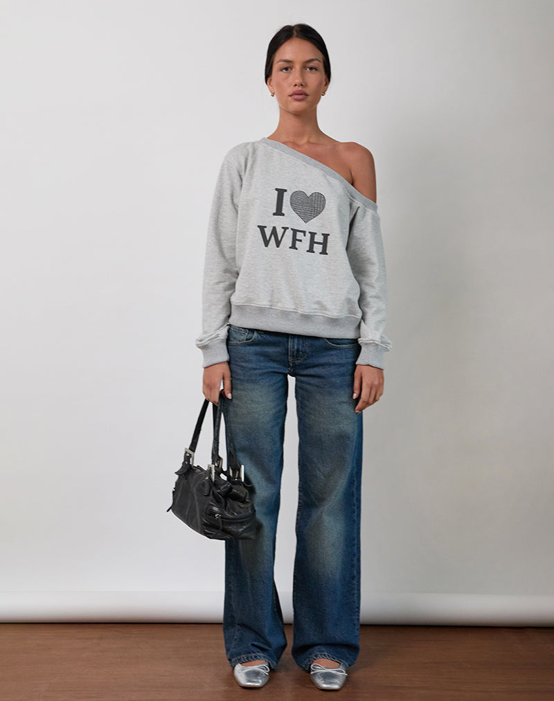 Image of Sudadera Toria en marga gris con gráfico I Love WFH