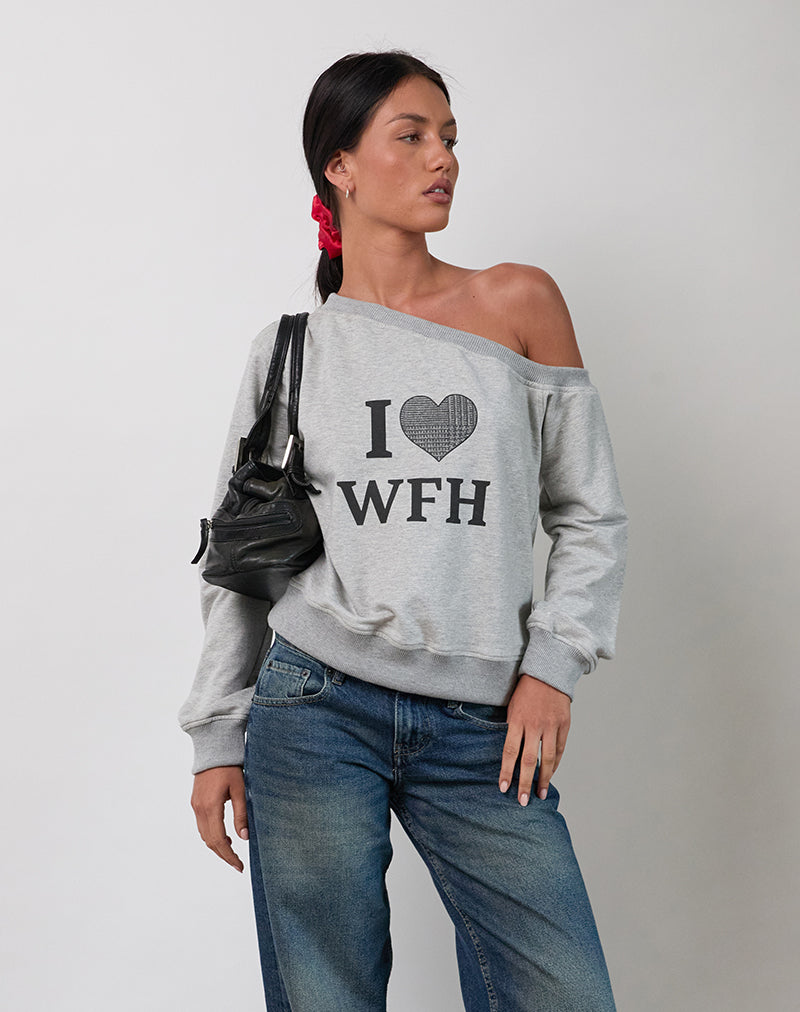 Sudadera Toria en marga gris con gráfico I Love WFH