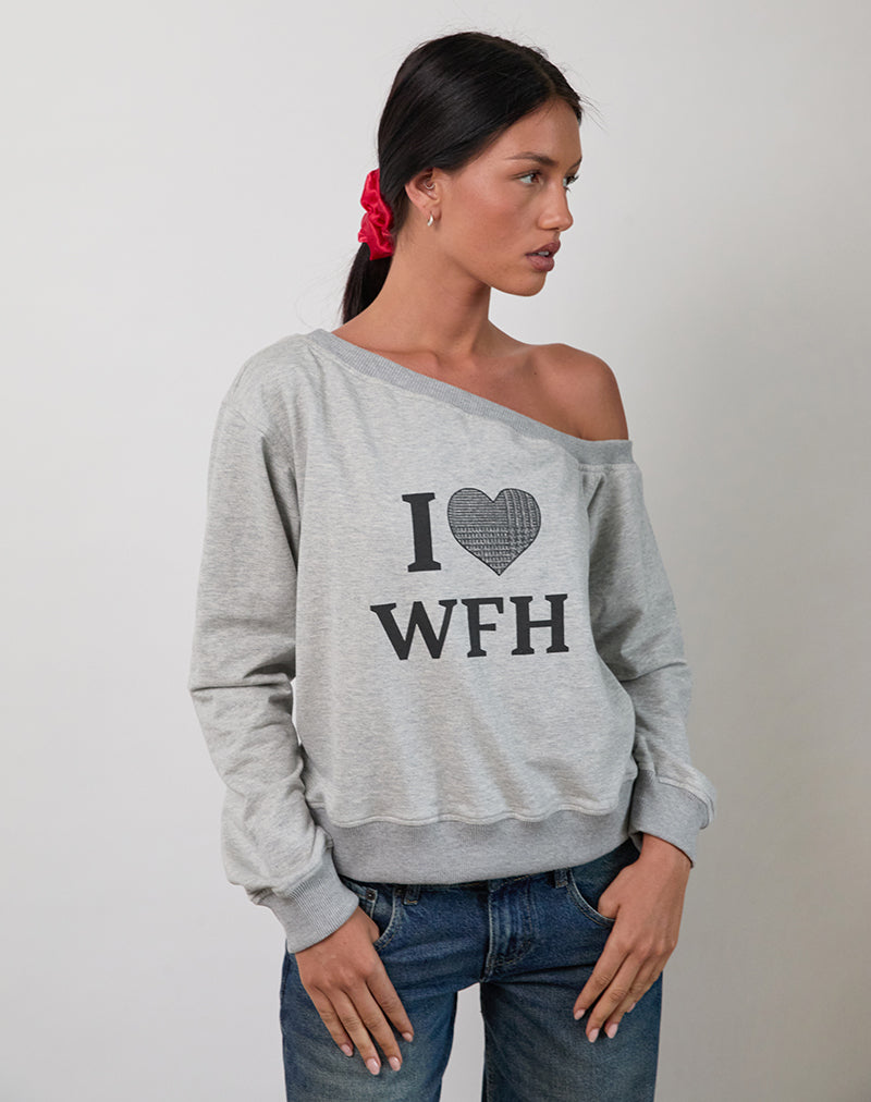 Image of Sudadera Toria en marga gris con gráfico I Love WFH