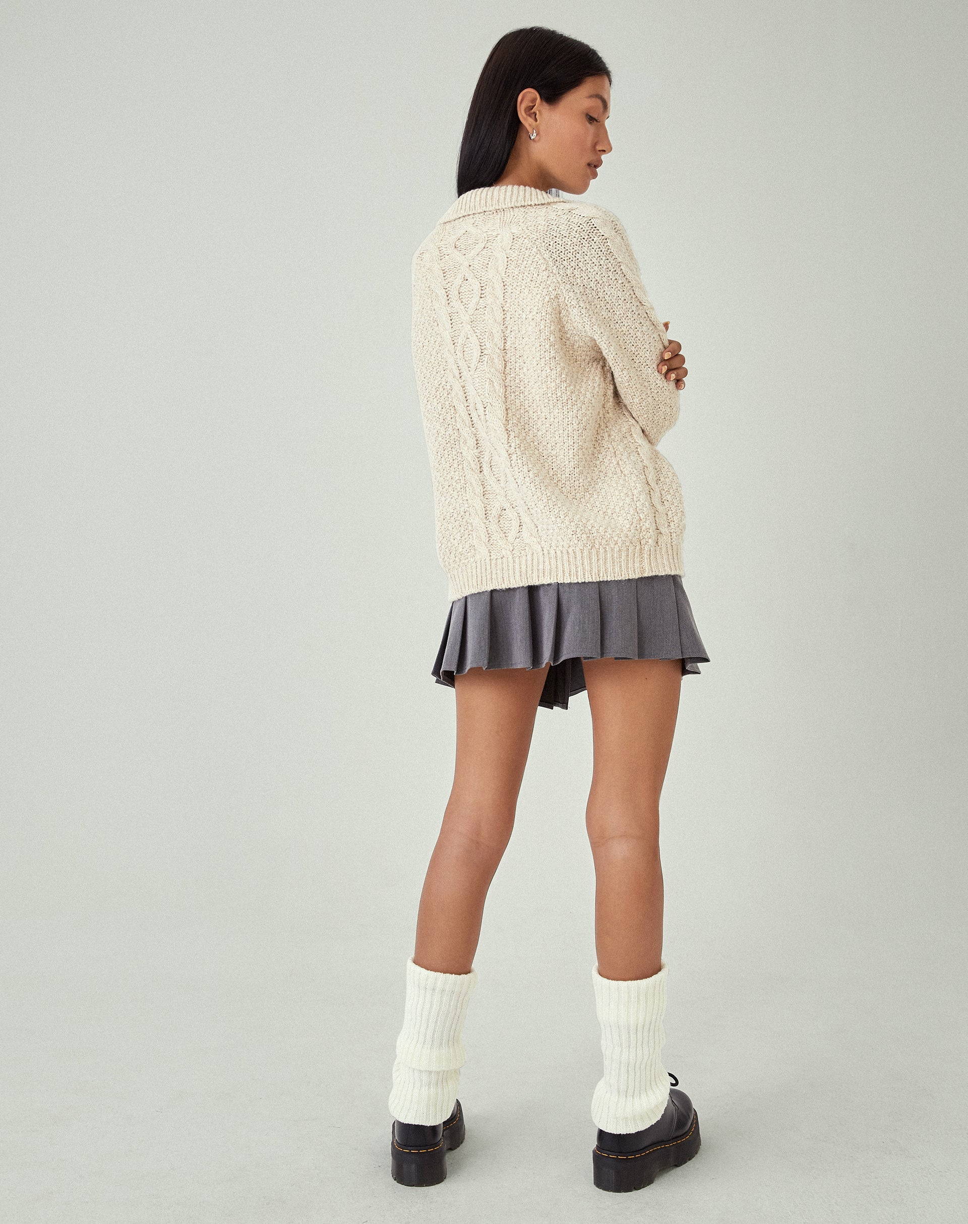 imagen de MOTEL X JACQUIE Triny Cardigan en Cable Knit Oatmeal
