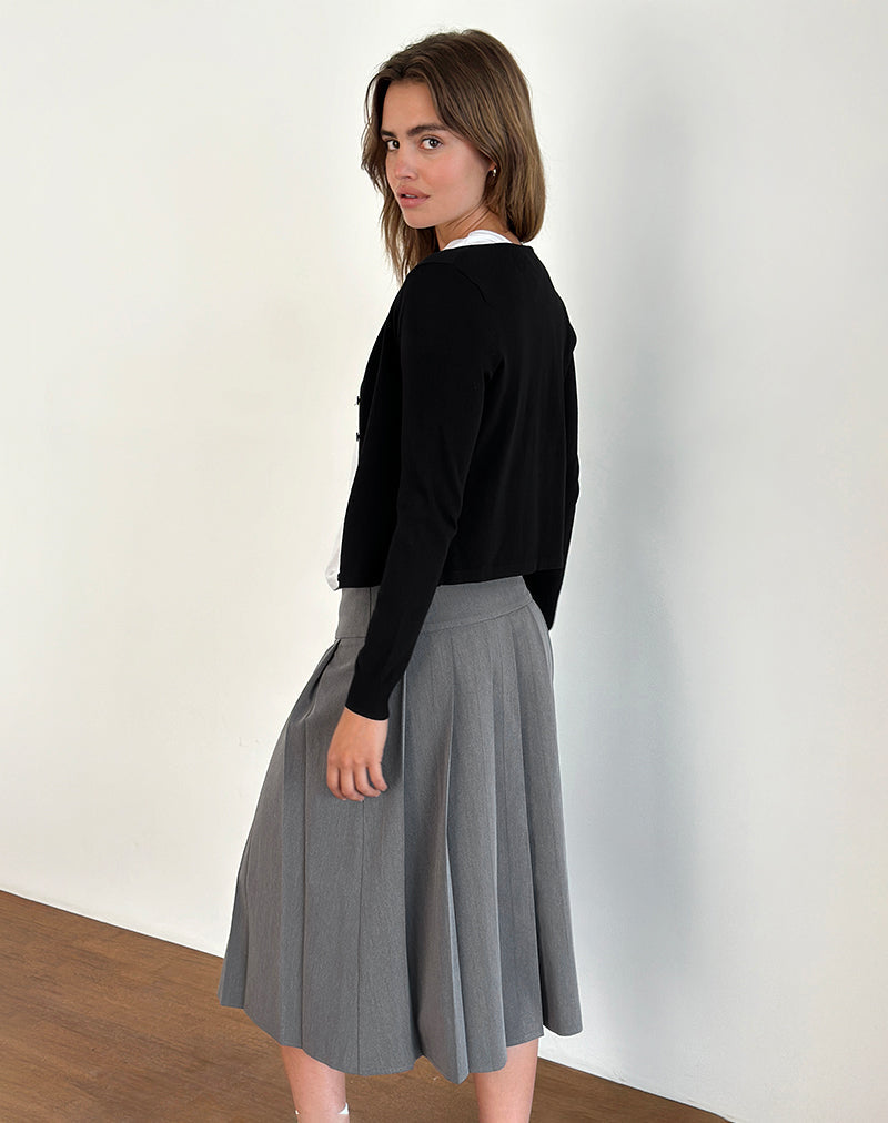 Trisma Falda Midi Plisada en Gris Carbón