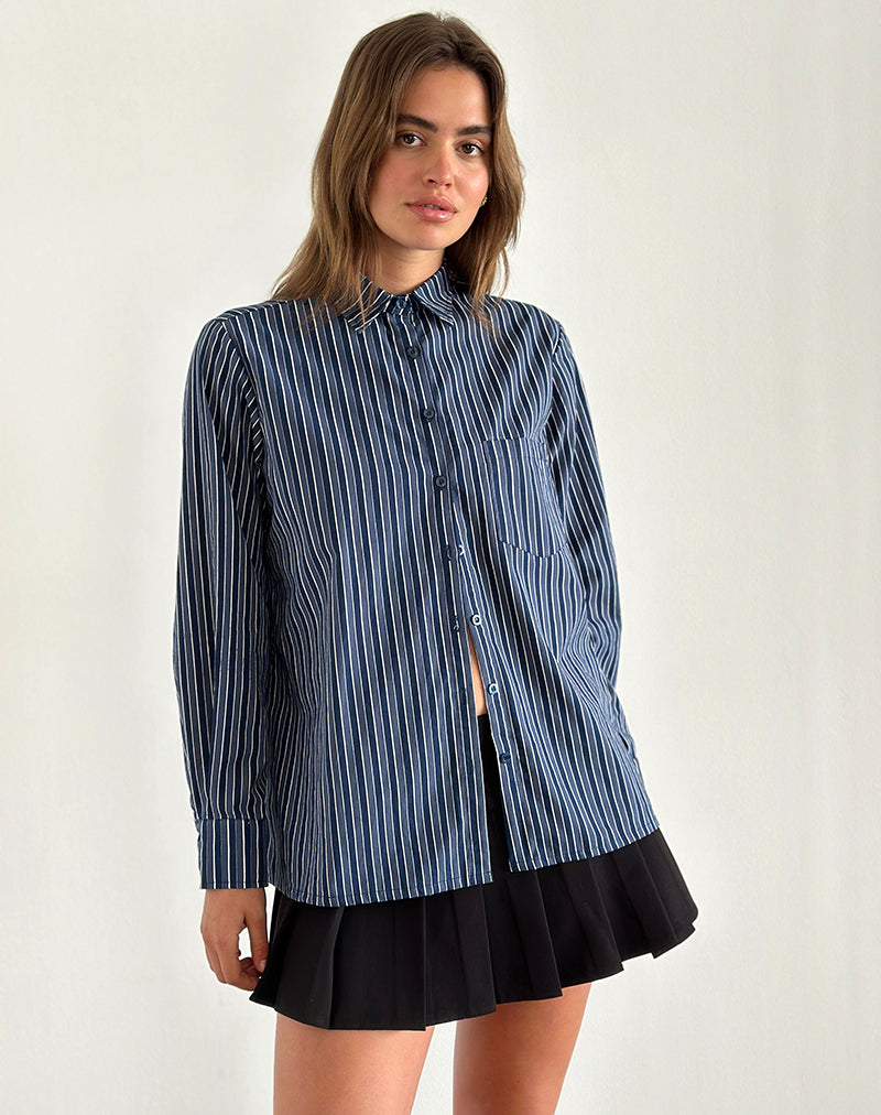 Imagen de la camisa Turner de rayas azul oscuro índigo