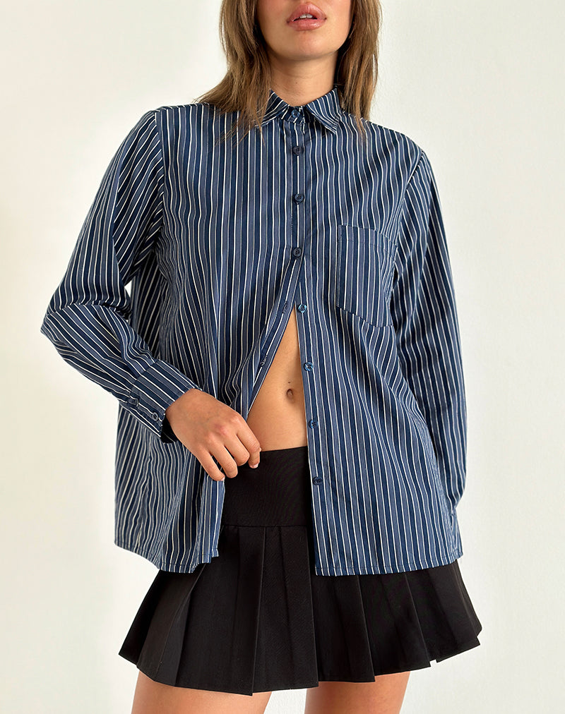 Camisa Turner de rayas azul índigo oscuro