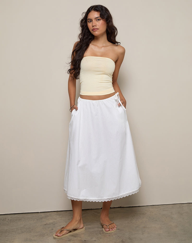 Taka Falda Midi en Popelín Blanco