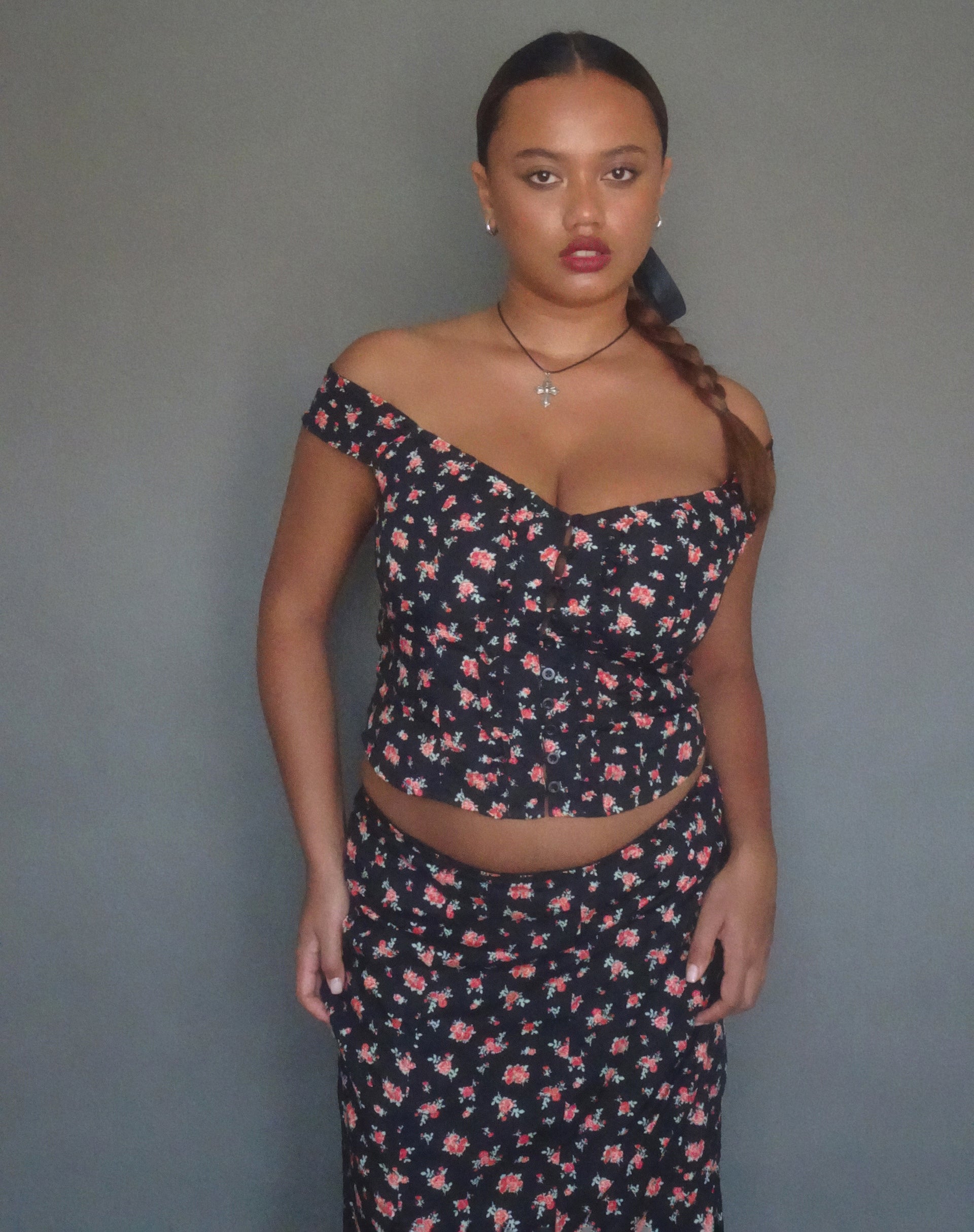 Imagen de Uhuy Bardot Crop Top en rosa fluo Negro