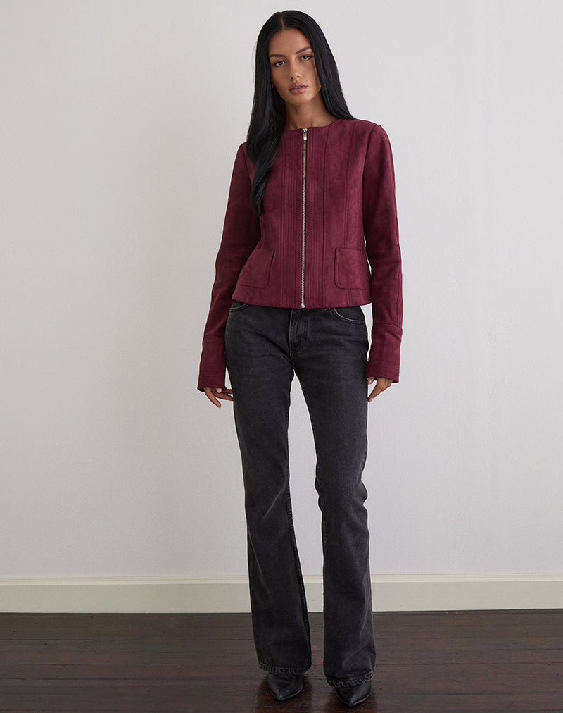 Chaqueta Ukiyo de ante sintético burdeos