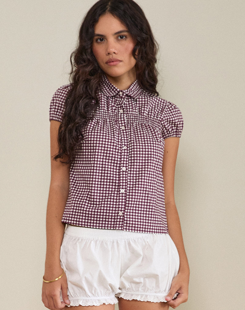 Imagen de Ulsan Camisa Entallada en Mini Gingham Vino