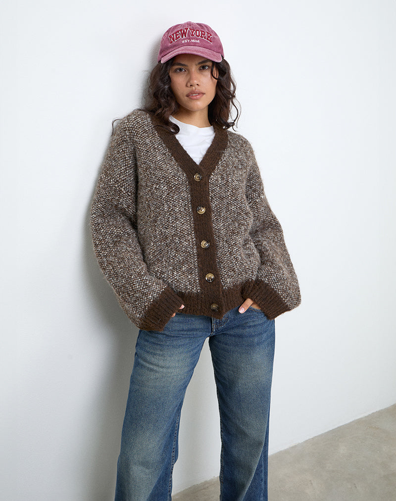 Chaqueta de punto oversize Ura en marrón y crema