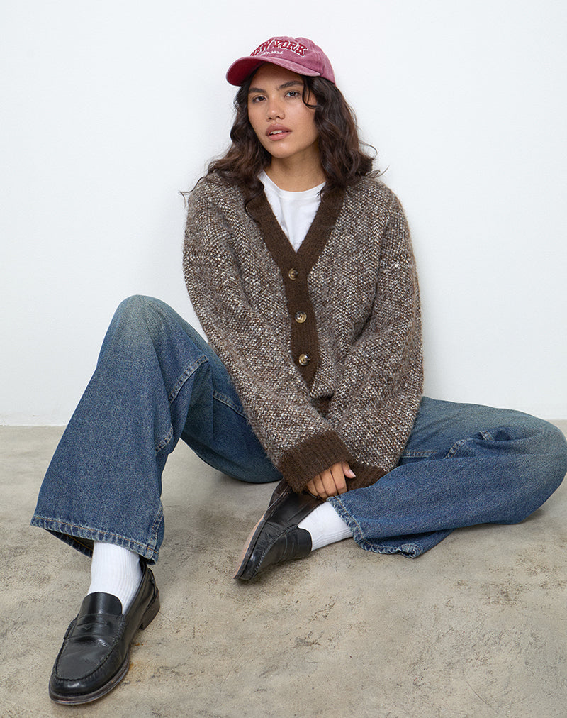 Chaqueta de punto oversize Ura en marrón y crema