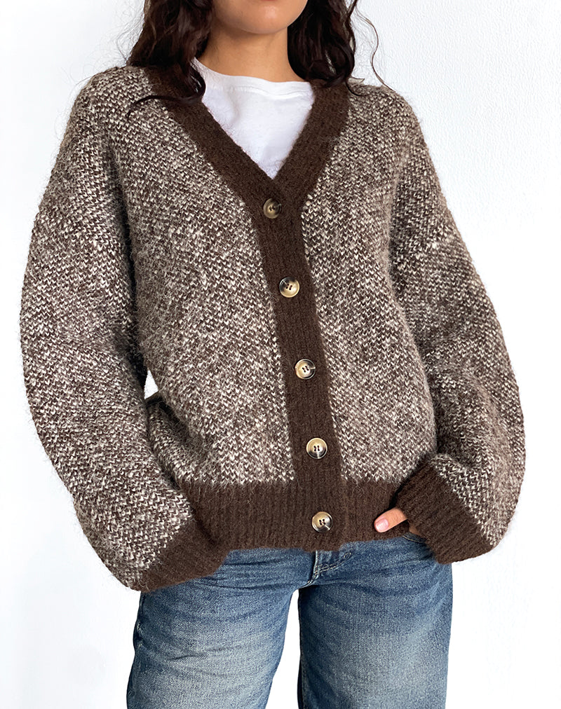 Imagen de Ura Chaqueta de punto de gran tamaño en marrón y crema