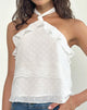 Imagen de Uran Top de cuello haltern en Dobby Chiffon Encaje Blanco
