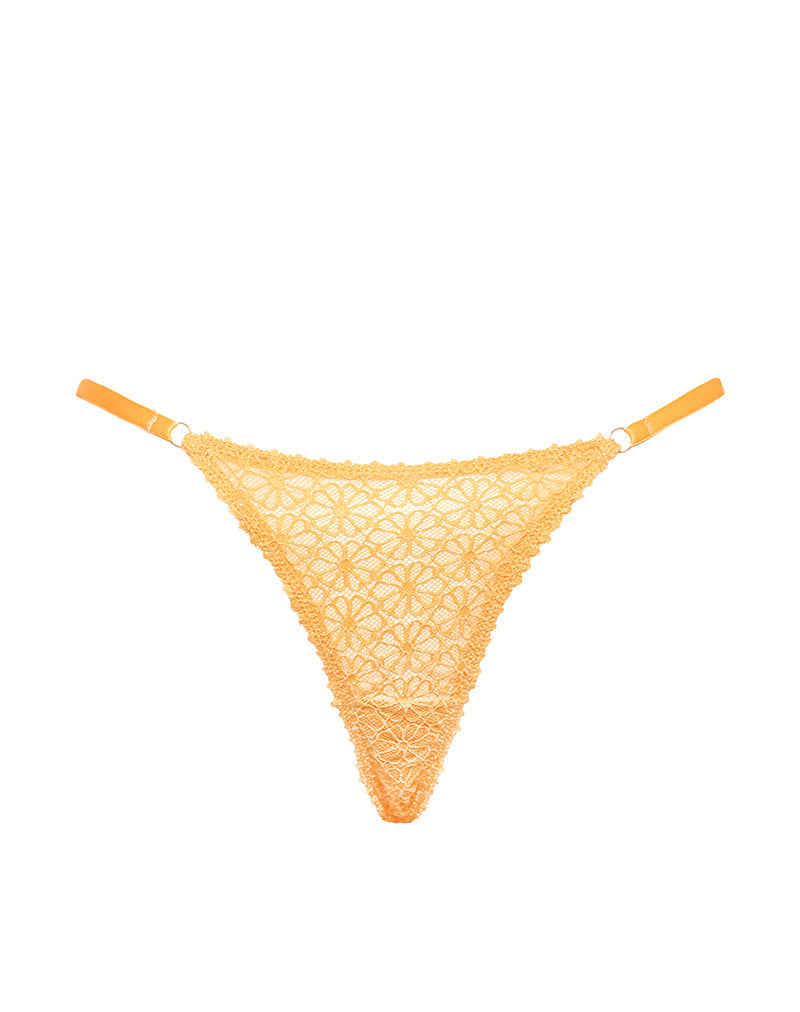 Imagen de Uras Tanga de encaje de flores tonales naranja con ribete