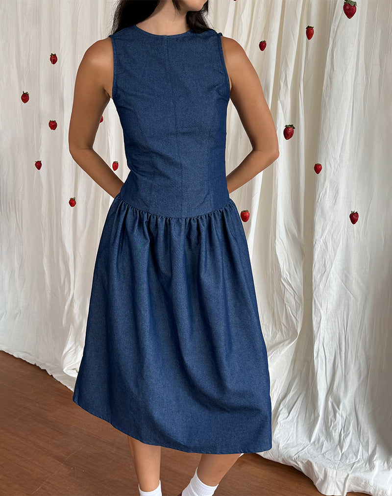 Maxi Vestido Uretta en Denim Indigo