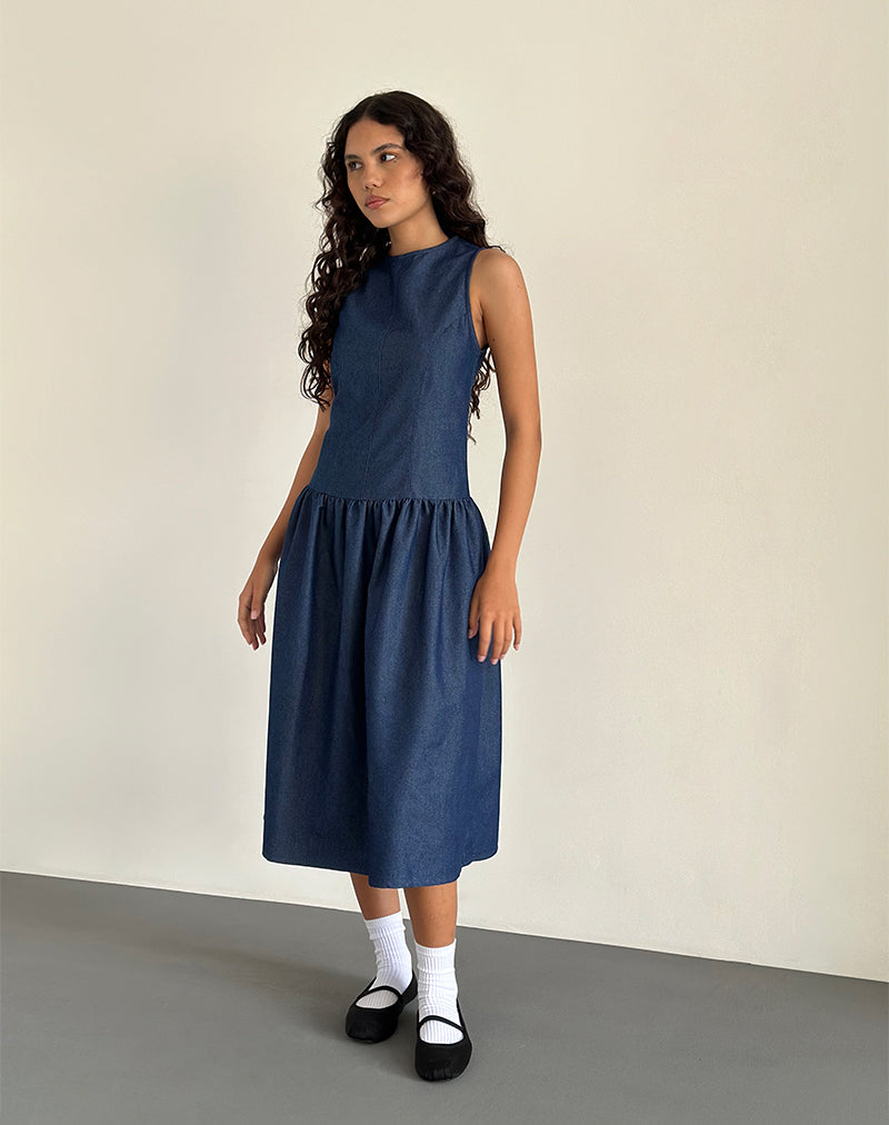 imagen de Uretta Maxi Dress in Denim Indigo