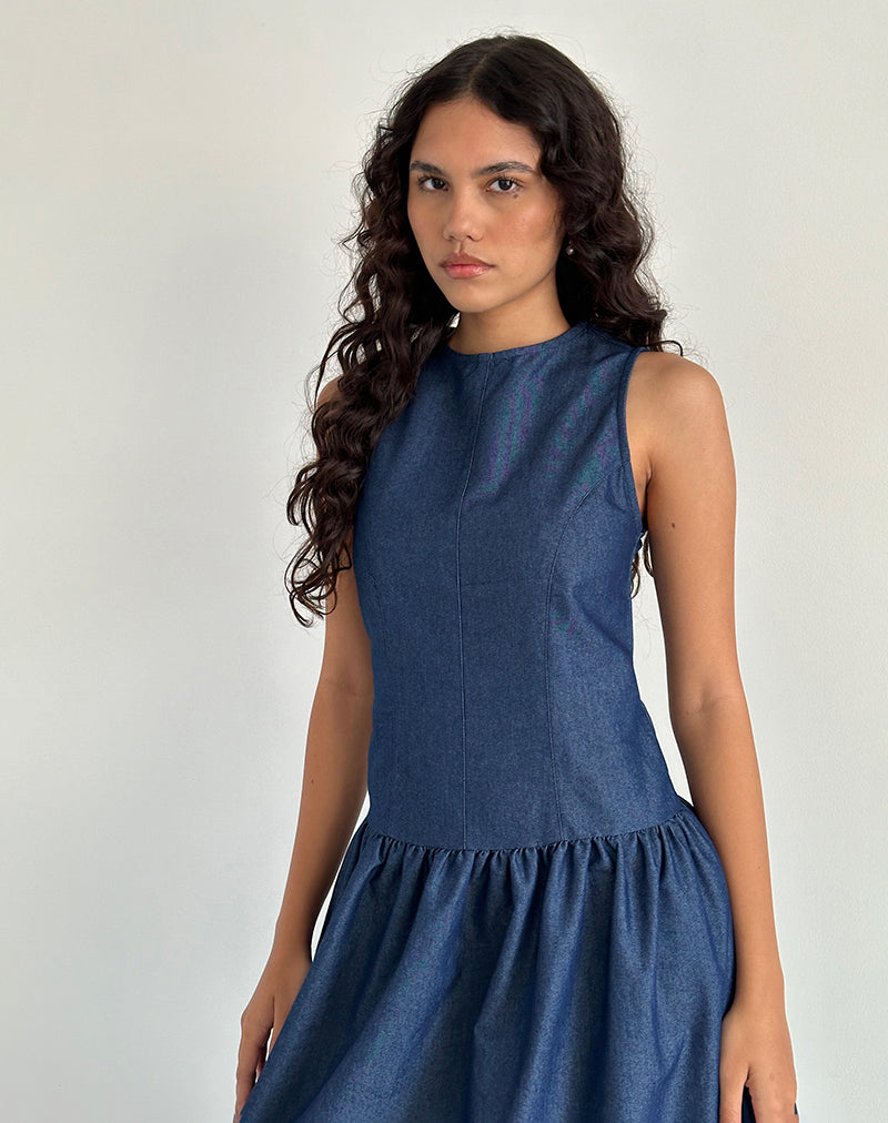 imagen de Uretta Maxi Dress in Denim Indigo