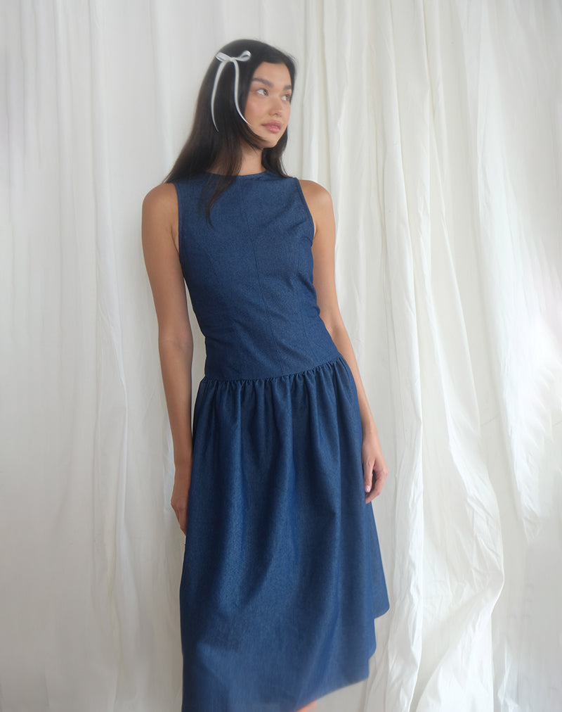 Maxi Vestido Uretta en Denim Indigo