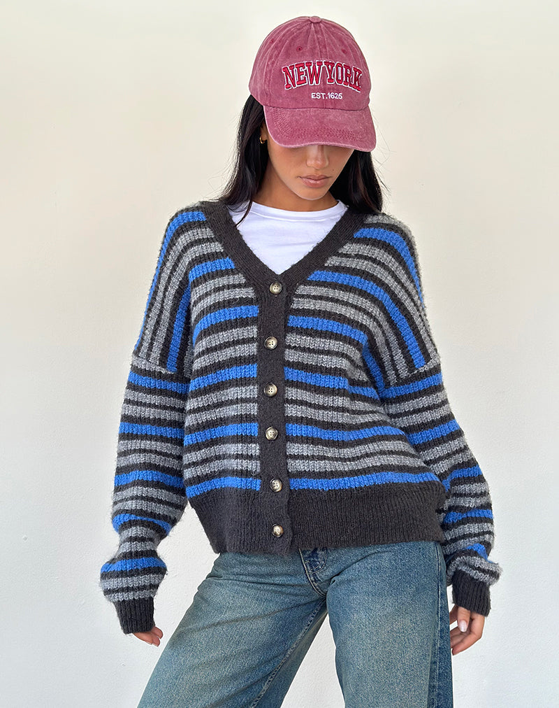 Imagen de Uriela Cardigan en gris claro y azul rayas grises
