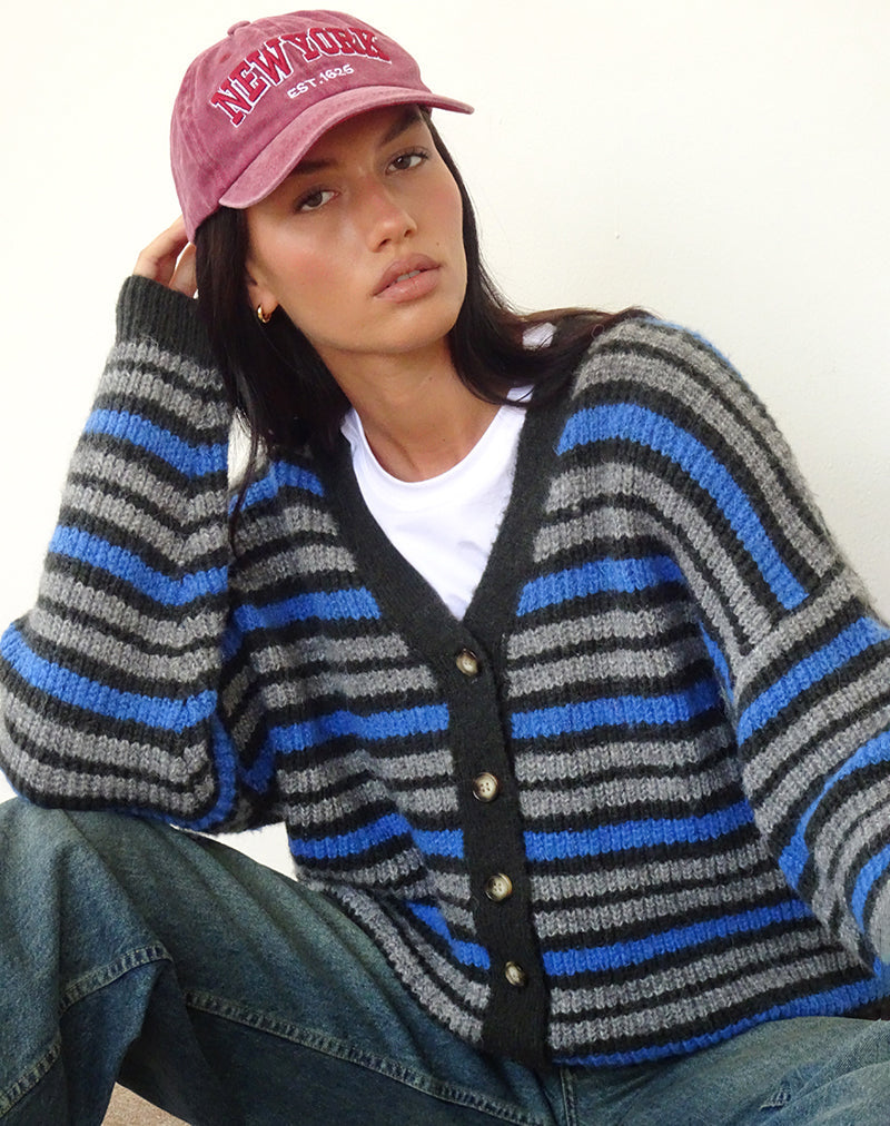 Imagen de Uriela Cardigan en gris claro y azul rayas grises