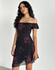 Imagen de Ursula Bardot Mini Dress in Black Vintage Rose
