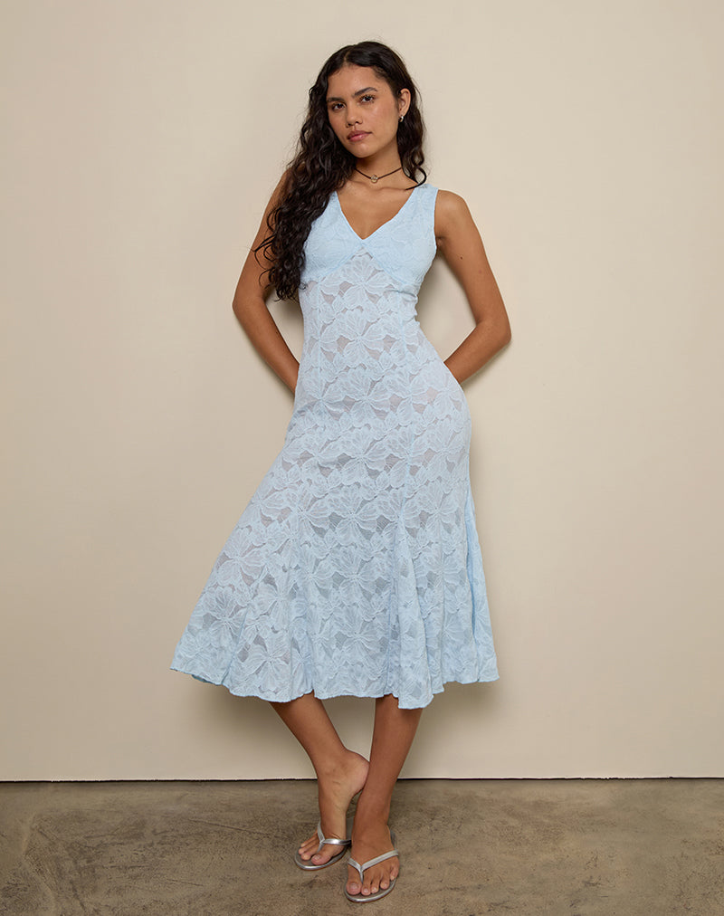 Imagen de Valea Vestido midi de encaje Zinnia Azul
