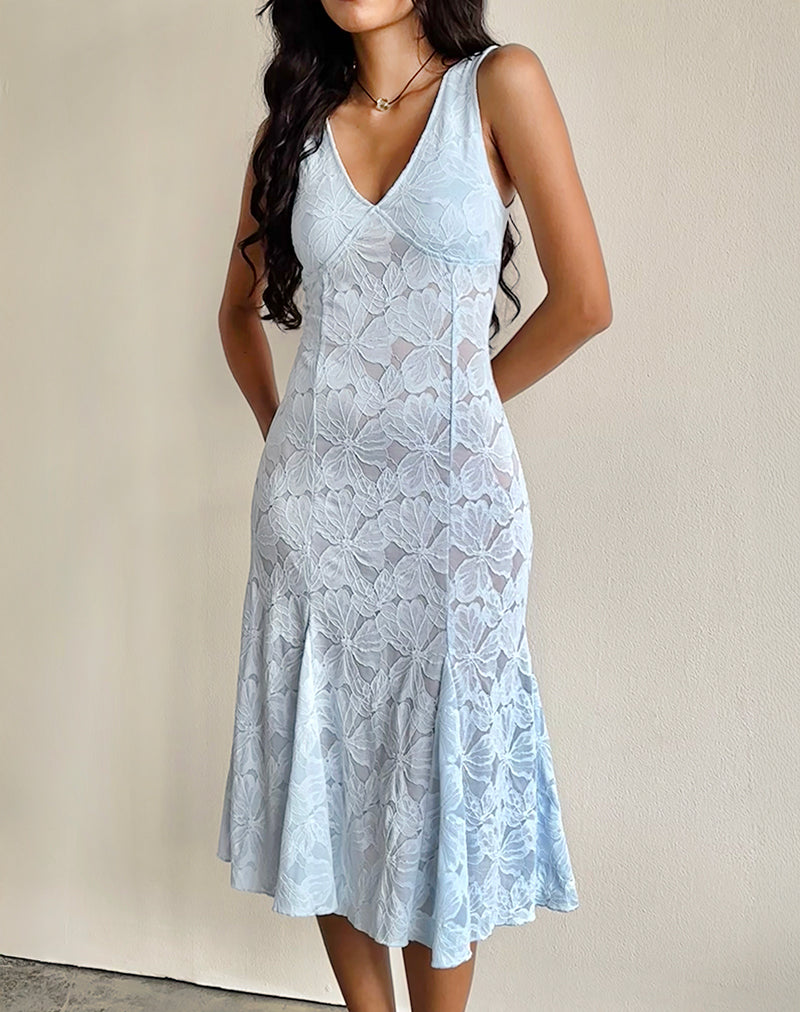 Imagen de Valea Vestido midi de encaje Zinnia Azul
